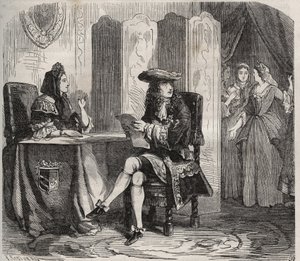 Kong Ludvig XIV (1638 -1715) og hans hustru, markisen af ​​Maintenon (Francoise d