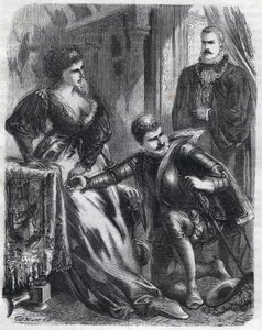 Kong Filip II (1527-1598) overrasker sin søn, prins Don Carlos (1545-1568), der forsøger at krænke sin svigermor (stedmor), dronning Elisabeth (1545-1568) (Elisabeth af Frankrig eller Isabelle af Valois) , 17. januar af French School