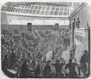 Paris School of Medicine - det store amfiteater - Indgravering i "Tableau-de-Paris" af Edmond Texier 1852 af French School