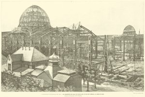 Den universelle udstilling fra 1889, rammerne af Palais des Beaux-Arts og Liberal Arts, på Champ de Mars, efter fotografiet af M Godfroy (Enggraving) af French School