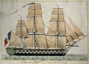 LInflexible Vaisseau de v. Rang de 90 Canons (The 90 Gun Ship of the Line) c.1835 (wc med pen og blæk på papir)