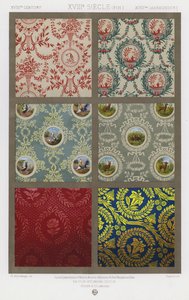 Stoffets ornament: XVIIIth Century, XVIIIe Siecle (End), XVIIItes Jahrhundert (color litho) af French School