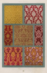 Udsmykningen af ​​stoffer: XVIth Century, XVIe Siecle, XVItes Jahrhundert (farve litho) af French School