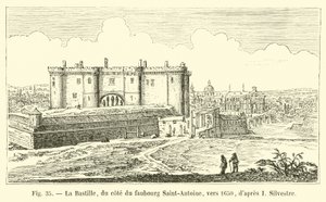 Bastillen, på siden af ​​Faubourg Saint-Antoine, omkring 1650, efter I Silvestre af French School