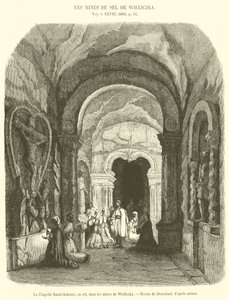Saint-Antoine Kapel, i salt, i minerne i Wieliczka (gravering) af French School