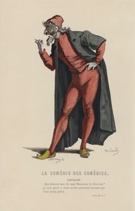 La Comedie Des Comedies, Pantalon (farvet gravering) af French School