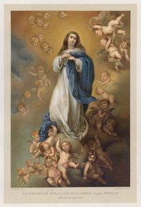 Den ubesmittede undfangelse af Jomfru Maria efter Murillo, Musee du Louvre (chromolitho) af French School