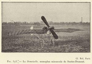La Demoiselle, lille monoplan af Santos-Dumont (gravering) af French School