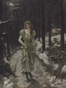 La Fee au Gui (Misteltenfeen) (farve litho) af French School