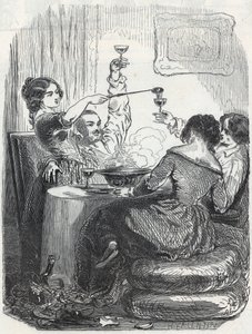 La Maison Doree restaurant beliggende på 20, Boulevard des Italians i det 9. arrondissement i Paris - Indgravering i "Tableau-de-Paris" af Edmond Texier 1852 af French School