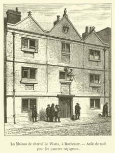 Watts Charity House, Rochester, Natteasyl for fattige rejsende (gravering) af French School