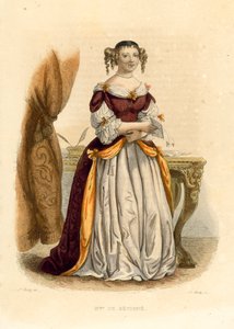 La Marquise de Sevigne (farvet gravering) af French School