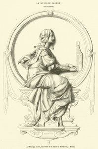 Den hellige musik, basrelief af statuen af ​​Beethoven, i Bonn (gravering) af French School