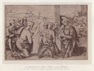Jesu Kristi fødsel, efter Raphael, faksimile af en original tegning tilhørende University of Oxford (chromolitho) af French School