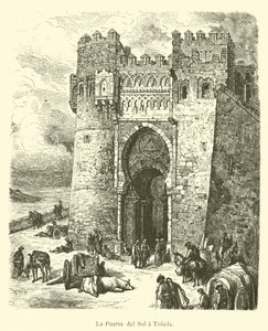 Puerta del Sol i Toledo (gravering) af French School