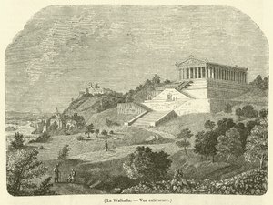 Valhalla, udvendig udsigt (gravering) af French School