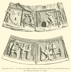 Smeltning af ædle metaller (gravering) af French School