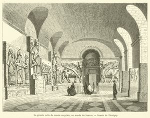 Den store sal i det assyriske museum, på Louvre-museet af French School