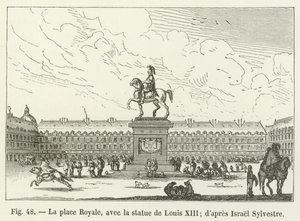 Place Royale, med statuen af ​​Louis XIII; efter Israel Sylvestre af French School