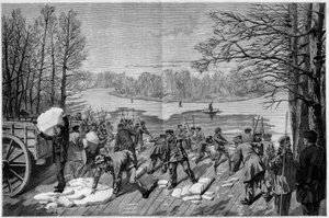 Høsten af ​​is på de frosne søer i Bois de Vincennes, i "The Illustrous World"" 1887. af French School