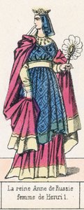 Dronning Anne af Rusland, hustru til Henry 1 (farvet gravering) af French School