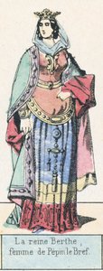 Dronning Bertha, hustru til Pepin le Bref (farvet gravering) af French School