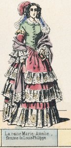 Dronning Marie-Amelie, kone til Louis-Philippe (farvet gravering) af French School