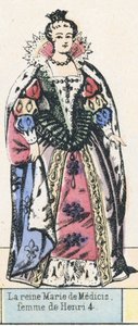 Dronning Marie de Medici, kone til Henry 4 (farvet gravering) af French School