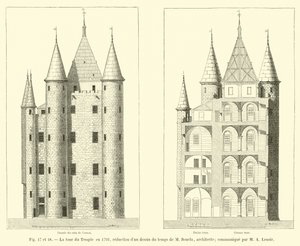 Tempeltårnet i 1793, reduktion af en tegning fra tiden af ​​M Bourla, arkitekt; meddelt af M A Lenoir af French School