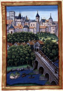 La ville de Lyon - i "" Roman de Palamus, fortælling om løven"" af Simphorian-Champier af French School