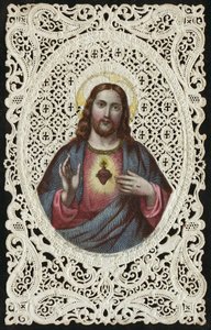 Blondekort, der forestiller Jesu hellige hjerte, 1800-tallet af French School