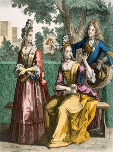 Festlige dagskjoler til kvinder, 1690 af French School