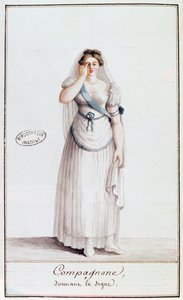 Lady Frimurer giver et tegn, 1805 (wcolour) af French School