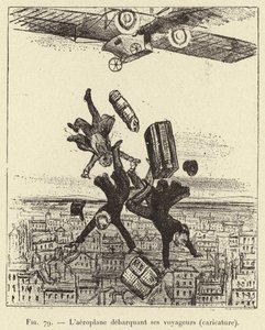 Flyet, der går fra borde af sine passagerer (karikatur) (gravering) af French School