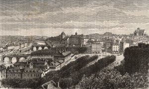 Laval - Mayenne - Pays de la Loire - gravering i "La France illustrée: geografi, historie, statistisk administration" af V.A. Malt-Brown. 1884 af French School