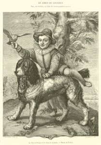 Frisius søn og Goltzius hund (gravering) af French School