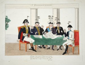 Le Gouvernement Provisoire, pub. 1814 (håndfarvet gravering) af French School