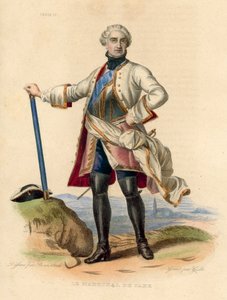 Le Marechal de Saxe (farvet gravering) af French School