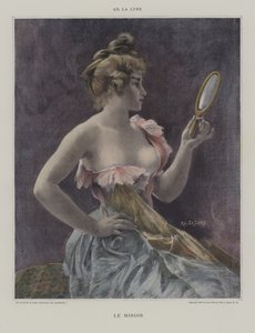 Le Miroir (The Mirror) (farve litho) af French School