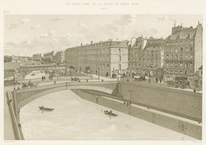 Petit-Pont og Place du Petit-Pont, 1880 af French School