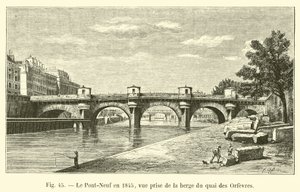 Pont-Neuf i 1845, udsigt taget fra bredden af ​​Quai des Orfevres af French School