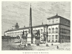 Quirinalen og springvandet Monte-Cavale (gravering) af French School