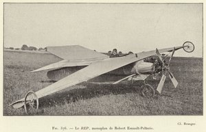 The REP, monoplane af Robert Esnault-Pelterie (gravering) af French School