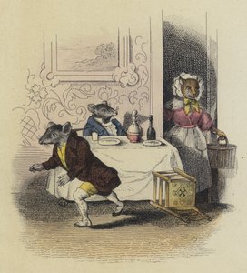 The Rat De Ville And The Rat Des Champs (farvet gravering) af French School