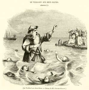 Den gamle mand med to fløjter (kobberstik) af French School