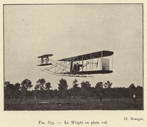 Le Wright en plein vol (gravering) af French School