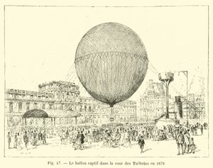 Fangeballonen i gården til Tuilerierne i 1878 af French School