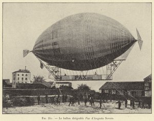 Pax dirigible ballon af Augusto Severo (gravering) af French School