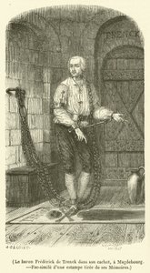 Baron Frédéric de Trenck i sit fangehul i Magdeburg (gravering) af French School