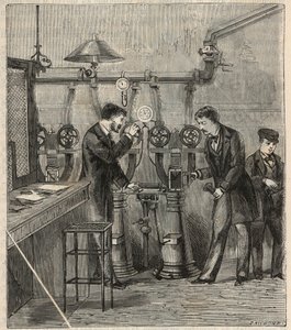 Det pneumatiske postkontor i Paris - Pneumatisk post eller pneumatisk post i Paris - Indgravering i "" Sciences mise à la range de tous - physics et chimie populaires"" af Alexis Clerc - Slutningen af ​​det 19. århundrede - Privat samling af French School